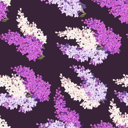 Vintage detailed lilac branches vector seamless backgroundのイラスト素材