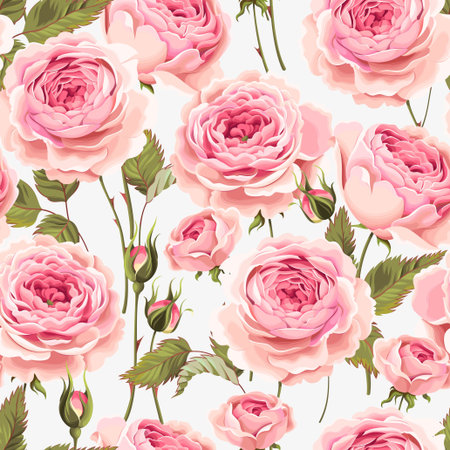 Vintage gentle english roses vector seamless backgroundのイラスト素材