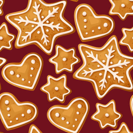 Gingerbread vector seamless pattern for christmas designのイラスト素材