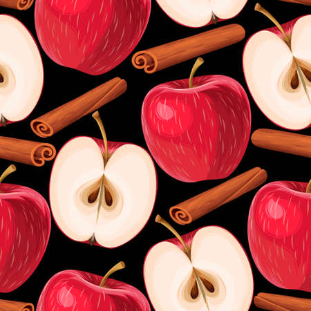 Apple and cinnamon seamlessのイラスト素材