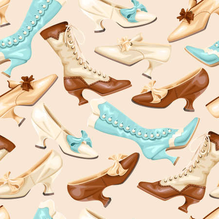 Shoes and boots seamlessのイラスト素材