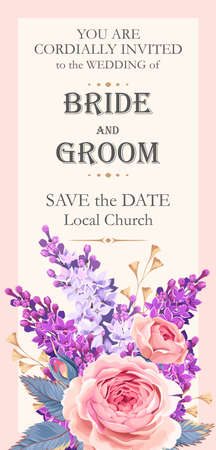 Wedding invitation with spring flowersのイラスト素材