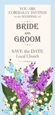 Wedding invitation with spring flowersのイラスト素材