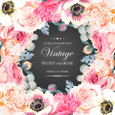 Greeting card with flowersのイラスト素材