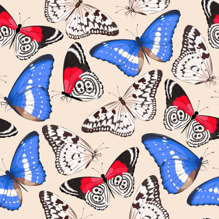 Varicolored butterflies seamlessのイラスト素材