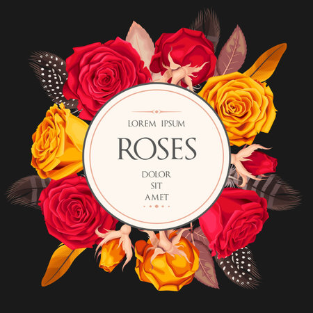 Vintage card with rosesのイラスト素材