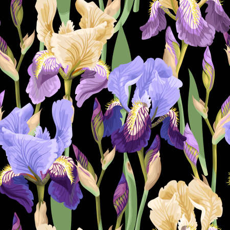 Floral pattern with iris flowersのイラスト素材