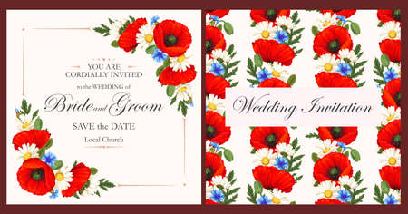 Vintage card with meadow flowersのイラスト素材