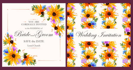 Vintage card with meadow flowersのイラスト素材