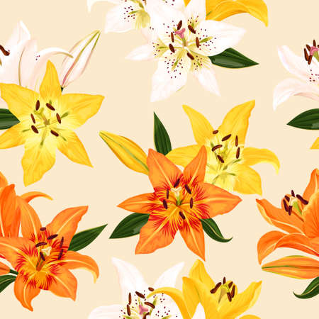 Seamless pattern with liliesのイラスト素材