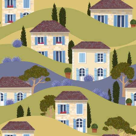 French town seamless patternのイラスト素材
