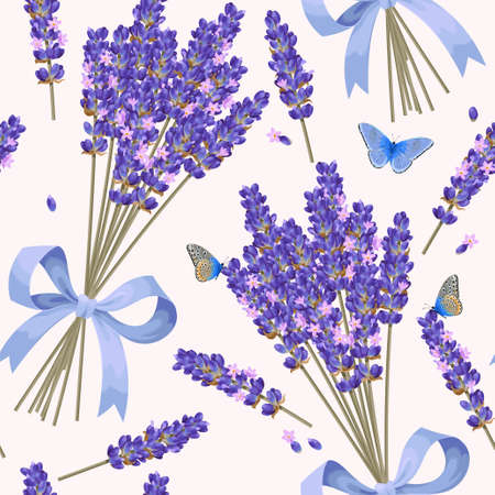 Lavender flowers seamless patternのイラスト素材