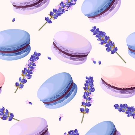 Seamless pastel macarons Vector illustration.のイラスト素材