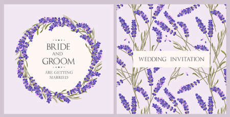 Wedding invitation with lavender.のイラスト素材