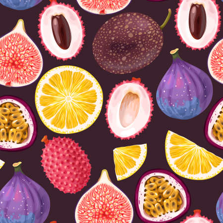 Seamless exotic fruit  illustration.のイラスト素材