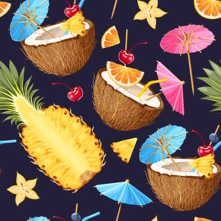 Summer seamless cocktail backgroundのイラスト素材