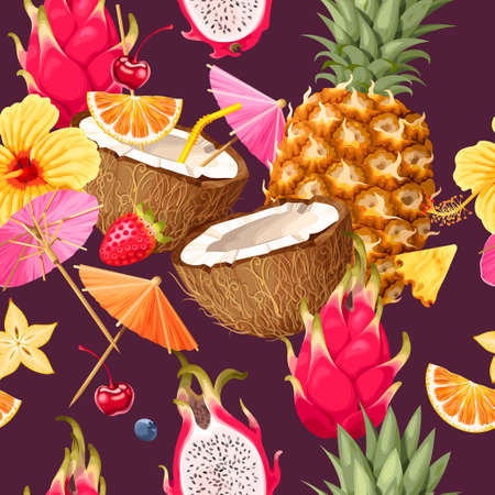 Summer seamless cocktail backgroundのイラスト素材