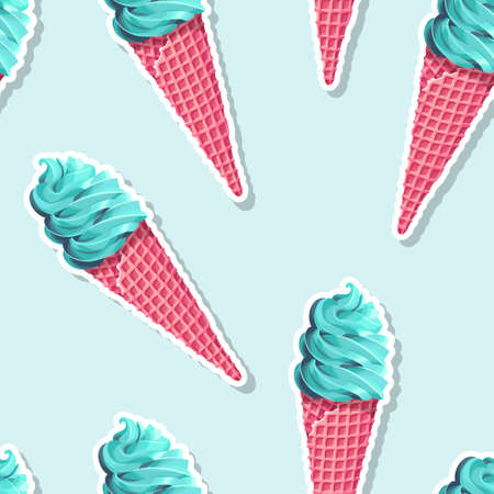 Seamless pattern with ice cream and ice popのイラスト素材