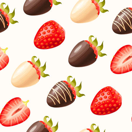 Vector seamless pattern with chocolate and berriesのイラスト素材