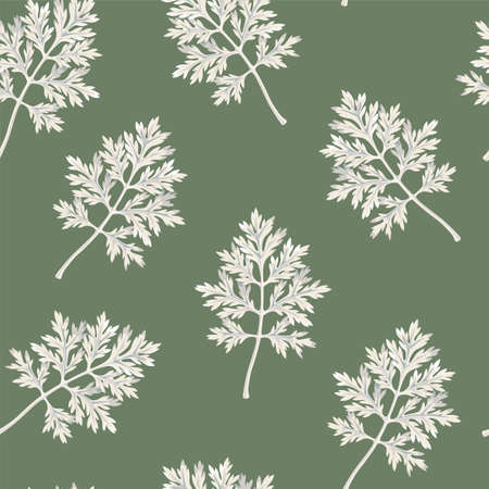 Vector seamless pattern with high detail wormwoodのイラスト素材