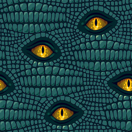 Vactor seamless pattern with reptile skin and eyesのイラスト素材