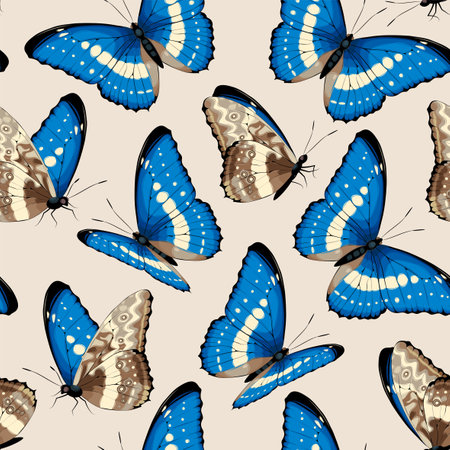 Vector pattern with high detailed tropic butterflyのイラスト素材