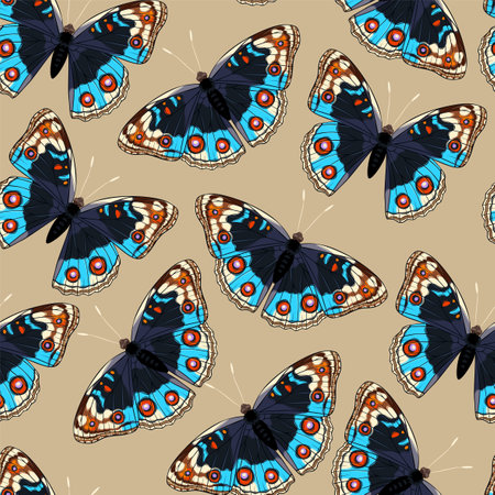 Vector pattern with high detailed tropic butterflyのイラスト素材
