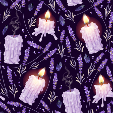 Vector seamless pattern with high detail lavenderのイラスト素材