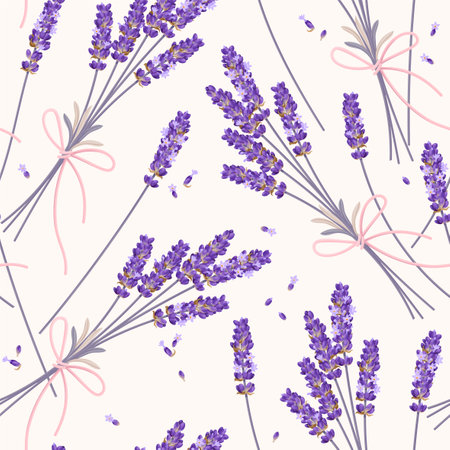Vector seamless pattern with high detail lavenderのイラスト素材