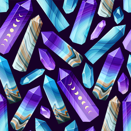 Vector seamless pattern with colorful crystal gemsのイラスト素材