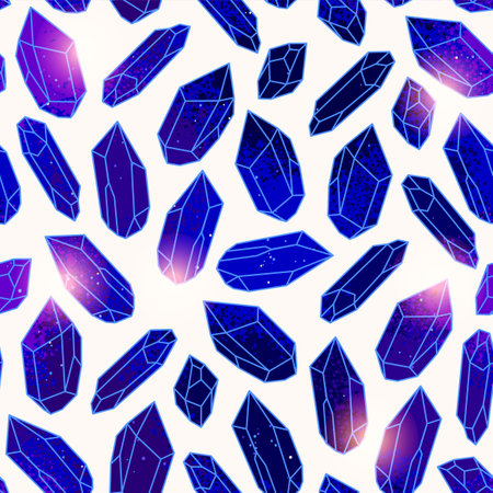 Vector seamless pattern with blue crystal gemsの写真素材