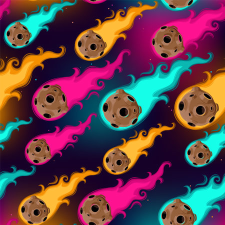 Seamless vector pattern with meteor rainのイラスト素材