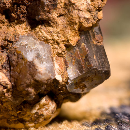 Macro shot of mineral crystall, possibly beryl