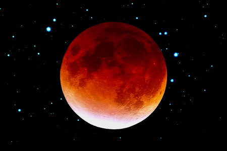 The red moon in the night sky. Elements of this image furnished by GD astronomyの写真素材