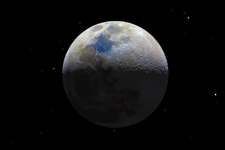 Moon in the night sky. Elements of this image furnished by GD astronomyの写真素材