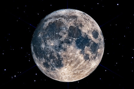 The moon in the night sky.の写真素材