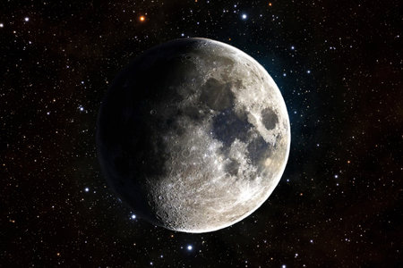 The moon in the night sky. Elements of this image furnished by GD astronomyの写真素材