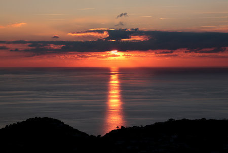 Sunset over the sea in Crimea, Ukraine. Beauty world.の写真素材