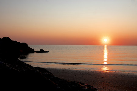 Beautiful sunset over the sea. Sunset on the Black Sea.の写真素材
