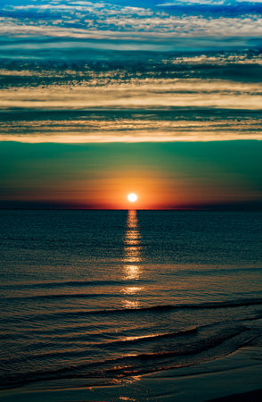 Beautiful sunset over the sea. Sunset over the sea. Beautiful sunset over the seaの写真素材