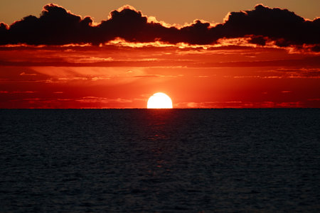 Sunset over the Black Sea in St. Petersburg, Russia.の写真素材