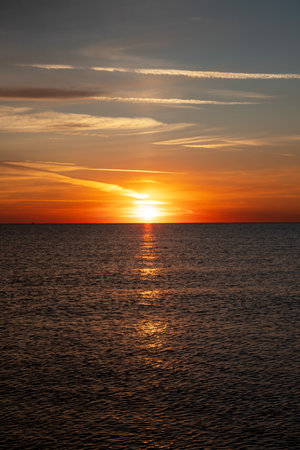 Sunset over the sea. Sunrise over the sea. Beautiful sunset over the sea.の写真素材