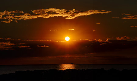Sun Setting on the Atlantic Ocean in Tenerife Canary Island Spainの写真素材