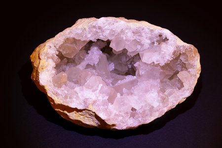 Aquamarine semigem geode crystals geological mineral isolatedの写真素材