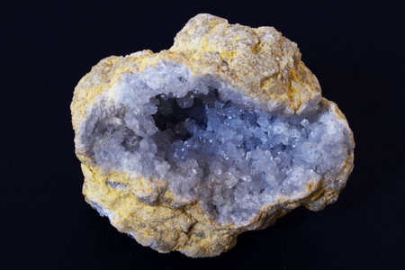 closeup of a semigem geode crystals geological mineral isolatedの写真素材
