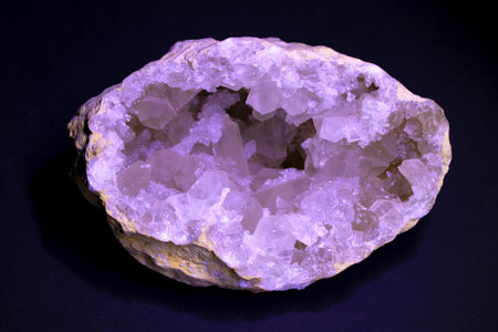 amethyst semigem geode crystals geological mineral from geological collectionの写真素材