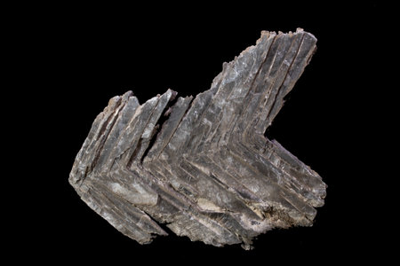 close up of a sample of natural mineral from geological collection - semi precious stone gypsum crystals on black backgroundの写真素材