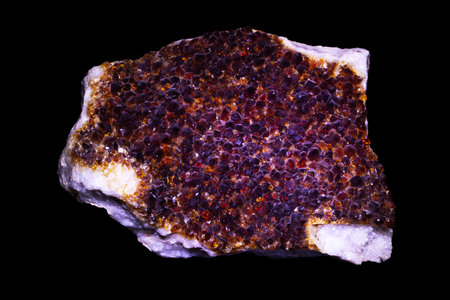 macro shooting of natural mineral rock specimen - piece of opal stone on black backgroundの写真素材