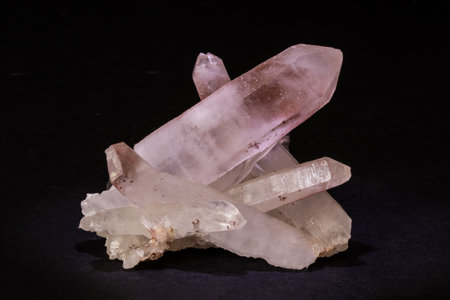 amethyst quartz semigem geological mineral crystals on the black backgroundの写真素材