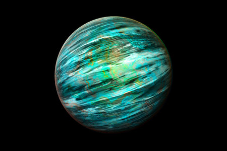 planet in space on a black background. 3d rendering - illustrationの写真素材